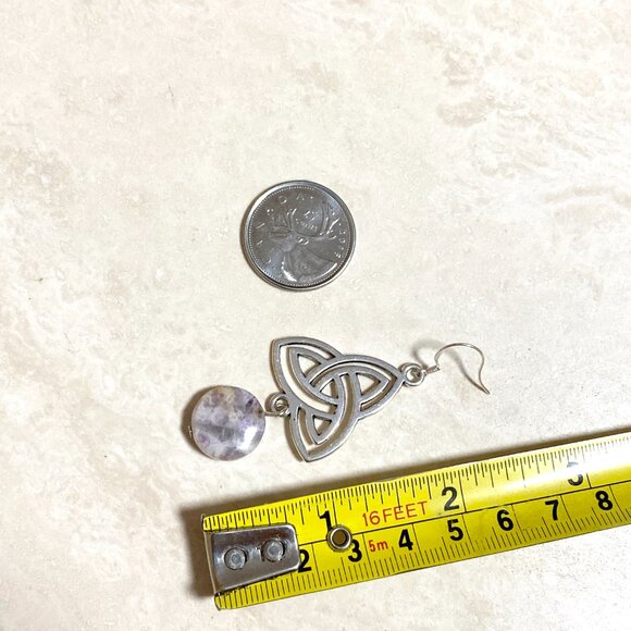 2/$20, Genuine Purple Opalized Fluorite Triqueta Sterling Silver Earrings - Picture 6 of 9